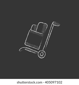 Shopping handling trolley. Drawn in chalk icon.