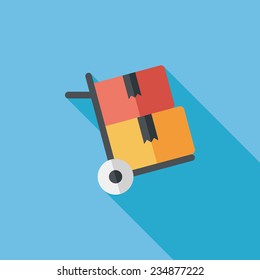shopping handling trolley flat icon with long shadow,eps10
