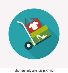 shopping handling trolley flat icon with long shadow,eps10