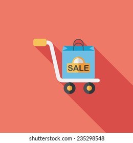 shopping handling trolley flat icon with long shadow,eps10