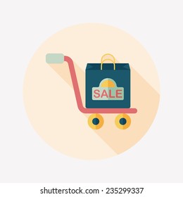 shopping handling trolley flat icon with long shadow,eps10