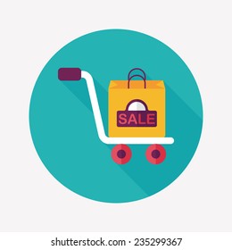 shopping handling trolley flat icon with long shadow,eps10