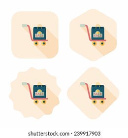 shopping handling trolley flat icon with long shadow,eps10