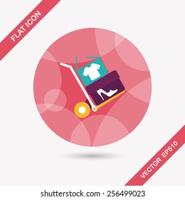 shopping handling trolley flat icon with long shadow,eps10
