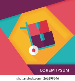 shopping handling trolley flat icon with long shadow,eps10
