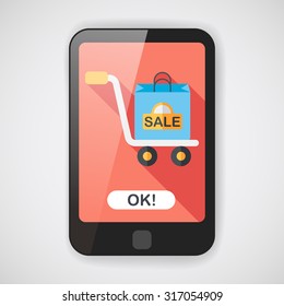 shopping handling trolley flat icon with long shadow,eps10