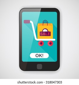 shopping handling trolley flat icon with long shadow,eps10
