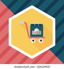shopping handling trolley flat icon with long shadow,eps10