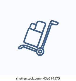 Shopping handling trolley vector sketch icon isolated on background. Hand drawn Shopping handling trolley icon. Shopping handling trolley sketch icon for infographic, website or app.