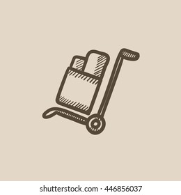 Shopping handling trolley vector sketch icon isolated on background. Hand drawn Shopping handling trolley icon. Shopping handling trolley sketch icon for infographic, website or app.