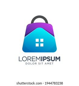 Diseño del logotipo de degradado del hogar de compras
