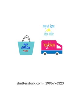 shopping from home vector illustration design