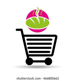 shopping hot bread, fresh bakery products, vector illustration