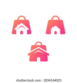 icono del logotipo de la casa de compras, icono del vector del hogar de la bolsa de compras