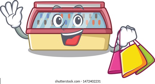 Shopping ice cream freezer in a cartoon