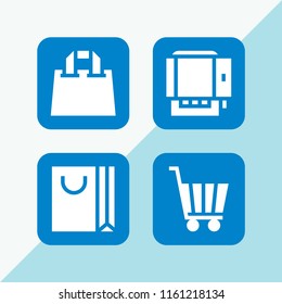 shopping icon. 4 shopping set with commerce and shopping, trolley, online payment and bag vector icons for web and mobile app