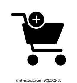 shopping icon with add, flat design illustration sign