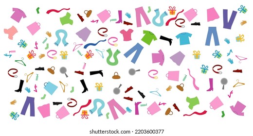 Shopping icon background. Set of icons for online shop. Seamless background. Design for packaging, banners, and business cards. Shopping vector icon background. Vector.