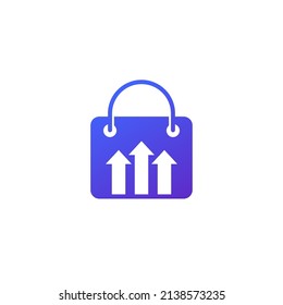 shopping icon with a bag and arrows