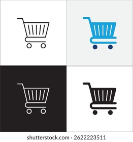shopping icon. Shopping basket icon. Trolley symbol. Icon symbol suitable for buy, buying, online shop, e-commerce. Vector illustration
