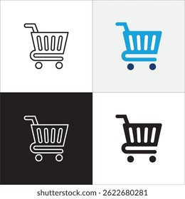 shopping icon. Shopping basket icon. Trolley symbol. Icon symbol suitable for buy, buying, online shop, e-commerce. Vector illustration