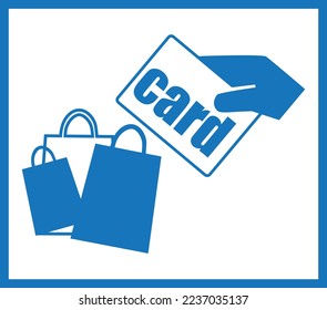 Shopping-Icon, Shopping-Card-Symbol, blauer Vektorgrafik