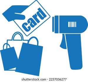 Shopping icon, shopping card icon blue vector