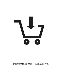 El icono de la compra. Carro de compras. Ilustración vectorial simple en un fondo blanco.