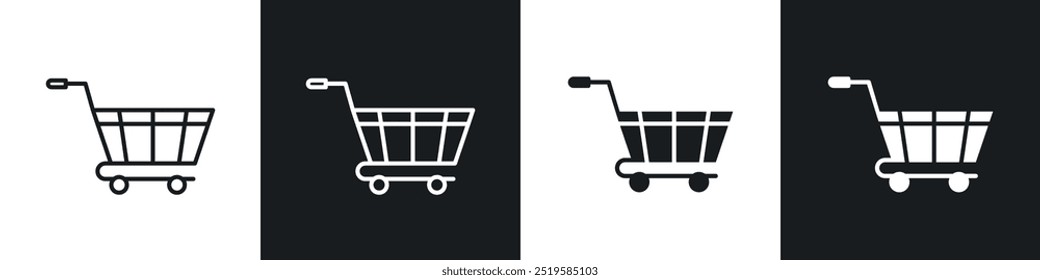 Shopping icon collection in black and white filled and stroke line style.