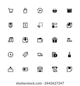 Shopping Icon Collection. Pixel Perfect Commerce Semibold Style 2D Icon