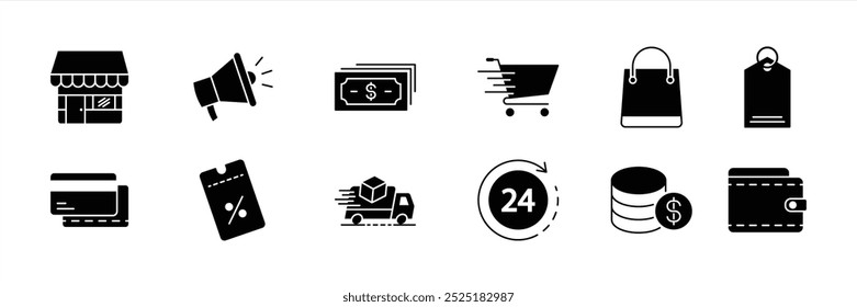 ícone de compras. comércio, loja, pagamento, entrega, coleções de ícones de dinheiro. ilustração vetorial
