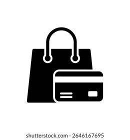 Ícone de compras com imagem de pagamento de cartão de criptomoeda