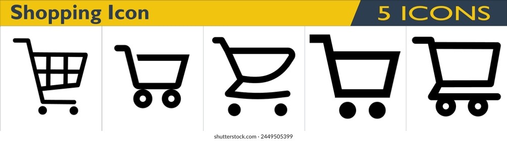 Shopping icon with different style in outline styles