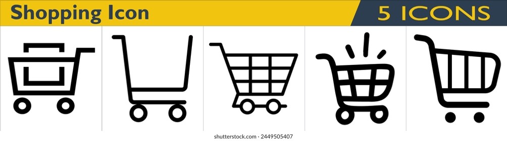 Shopping icon with different style in outline styles