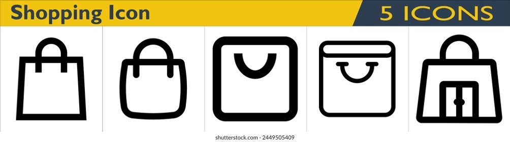 Shopping icon with different style in outline styles
