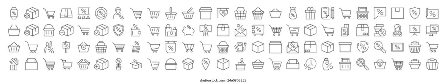 Shopping Icon Drawn with thin Line. Perfect for design, infographics, web sites, apps. 