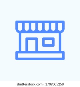 Shopping icon for the e-commerce web and app design. Round and thin vector illustration of the store icon.