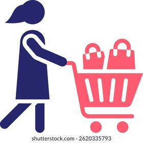 Ilustração de vetor de preenchimento de ícone de compras