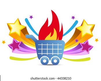 shopping icon with flame