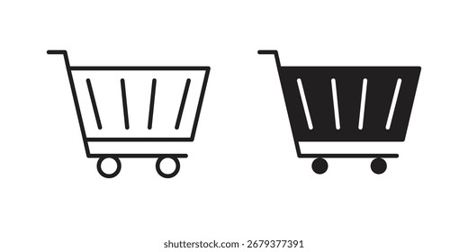 Shopping icon flat and stroke style pack on white background. Vector illustrations
