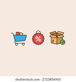Diseño de Vector plano de icono de compras.