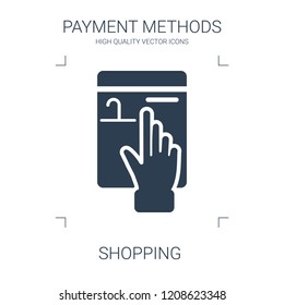 shopping icon. high quality filled shopping icon on white background. from payment methods collection flat trendy vector shopping symbol. use for web and mobile