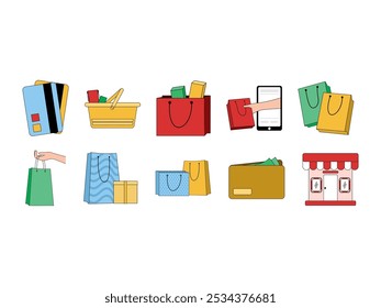 Shopping Icon Illustration Element Set