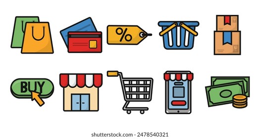 Shopping Icon Illustration Set Collection