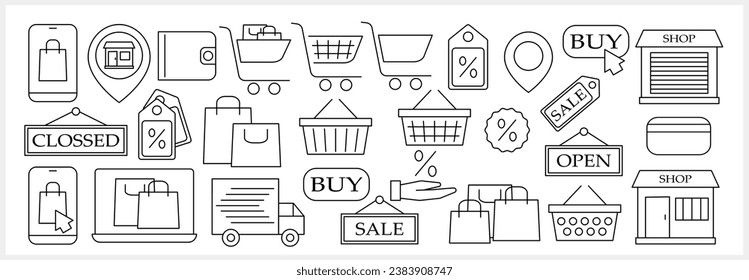 Shopping icon isolated Sketch clipart Vector stock illustration EPS 10
