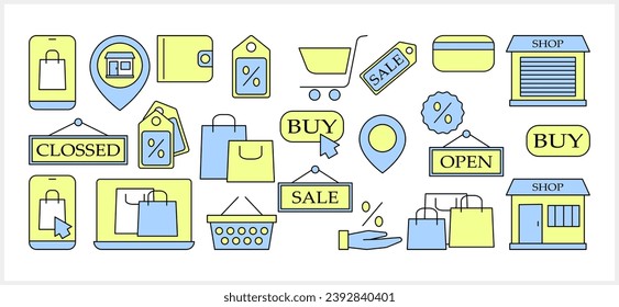 Shopping icon isolated Sketch clipart Vector stock illustration EPS 10