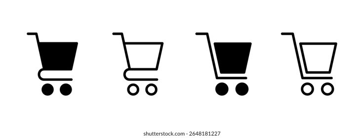 Design do logotipo do ícone de compras. Sinal e símbolo do carrinho de compras. Ícone do carrinho