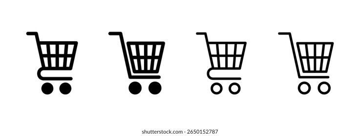 Design do logotipo do ícone de compras. Sinal e símbolo do carrinho de compras. Ícone do carrinho