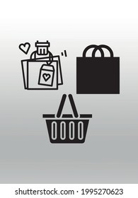 Shopping  icon or logo isolated sign symbol vector illustration,right icon in filled,thin line,outline and stroke style Collection of high quality black style vector icon,gradient background