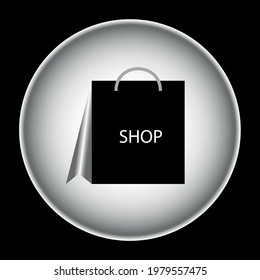 shopping icon made in a gradient color from gray to black with the image of the package and the words "shop"